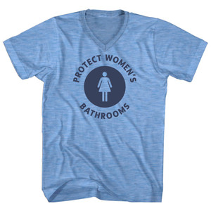 Protect Womens Bathroom Adult Tri-Blend V-neck T-shirt - Athletic Blue Protect Womens Bathroom Adult Tri-Blend V-neck T-shirt - Athletic Blue