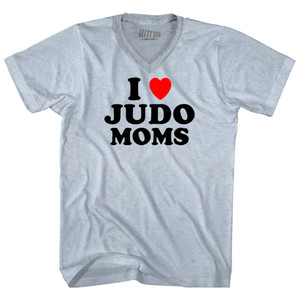 I Love Judo Moms Adult Tri-Blend V-neck T-shirt - Athletic White