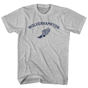 Wolverhampton Running Track Winged Foot Adult Cotton T-shirt - Grey Heather Wolverhampton Running Track Winged Foot Adult Cotton T-shirt - Grey Heather