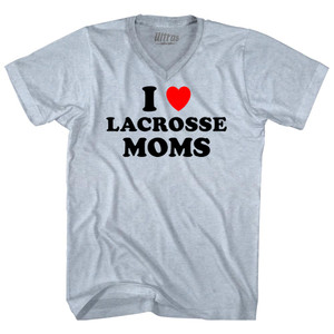I Love Lacrosse Moms Adult Tri-Blend V-neck T-shirt - Athletic White I Love Lacrosse Moms Adult Tri-Blend V-neck T-shirt - Athletic White