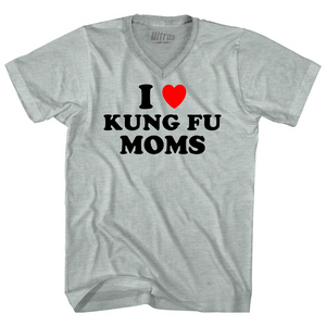 I Love Kung Fu Moms Adult Tri-Blend V-neck T-shirt - Athletic Cool Grey I Love Kung Fu Moms Adult Tri-Blend V-neck T-shirt - Athletic Cool Grey