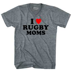 I Love Rugby Moms Adult Tri-Blend V-neck T-shirt - Athletic Grey I Love Rugby Moms Adult Tri-Blend V-neck T-shirt - Athletic Grey