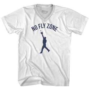 No Fly Zone Outfield Baseball Catch Adult Tri-Blend V-neck T-shirt - White No Fly Zone Outfield Baseball Catch Adult Tri-Blend V-neck T-shirt - White