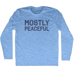 Mostly Peaceful Adult Tri-Blend Long Sleeve T-Shirt - Athletic Blue Mostly Peaceful Adult Tri-Blend Long Sleeve T-Shirt - Athletic Blue