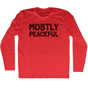 Mostly Peaceful Adult Tri-Blend Long Sleeve T-Shirt - Athletic Red