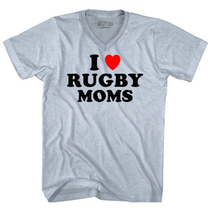 I Love Rugby Moms Adult Tri-Blend V-neck T-shirt - Athletic White I Love Rugby Moms Adult Tri-Blend V-neck T-shirt - Athletic White