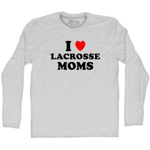 I Love Lacrosse Moms Adult Cotton Long Sleeve T-shirt - Grey Heather I Love Lacrosse Moms Adult Cotton Long Sleeve T-shirt - Grey Heather