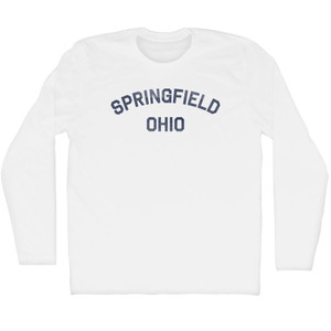 Springfield Ohio Adult Cotton Long Sleeve T-Shirt - White