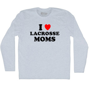 I Love Lacrosse Moms Adult Tri-Blend Long Sleeve T-shirt - Athletic White I Love Lacrosse Moms Adult Tri-Blend Long Sleeve T-shirt - Athletic White