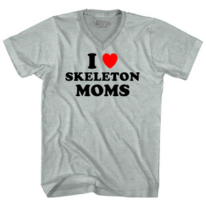 I Love Skeleton Moms Adult Tri-Blend V-neck T-shirt - Athletic Cool Grey I Love Skeleton Moms Adult Tri-Blend V-neck T-shirt - Athletic Cool Grey