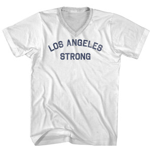 Los Angeles Strong Adult Cotton V-neck T-shirt - White