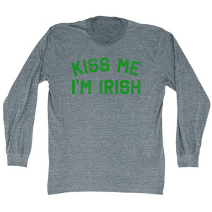 Kiss Me I'm Irish Adult Tri-Blend Long Sleeve T-shirt - Athletic Grey Kiss Me I'm Irish Adult Tri-Blend Long Sleeve T-shirt - Athletic Grey