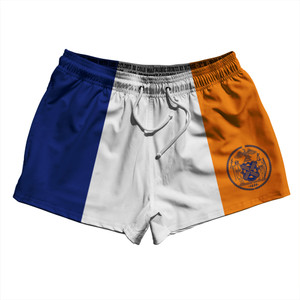 New York City 2.5" Swim Shorts Made in USA - Orange and Blue New York City 2.5" Swim Shorts Made in USA - Orange and Blue