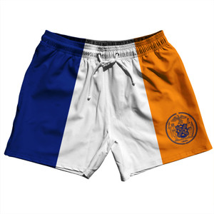 New York City 5" Swim Shorts Made in USA - Orange and Blue