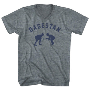 DAGESTAN Team Wrestling Adult Tri-Blend V-neck T-shirt - Athletic Grey DAGESTAN Team Wrestling Adult Tri-Blend V-neck T-shirt - Athletic Grey