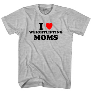 I Love Weightlifting Moms Womens Cotton Junior Cut T-Shirt - Grey Heather I Love Weightlifting Moms Womens Cotton Junior Cut T-Shirt - Grey Heather