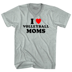 I Love Volleyball Moms Adult Tri-Blend V-neck T-shirt - Athletic Cool Grey I Love Volleyball Moms Adult Tri-Blend V-neck T-shirt - Athletic Cool Grey