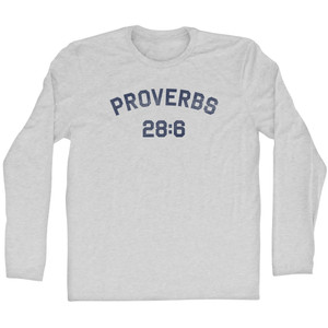 Proverbs 28 6 Adult Cotton Long Sleeve T-shirt - Grey Heather