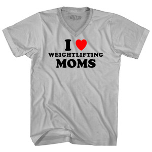 I Love Weightlifting Moms Adult Tri-Blend V-neck T-shirt - Cool Grey I Love Weightlifting Moms Adult Tri-Blend V-neck T-shirt - Cool Grey