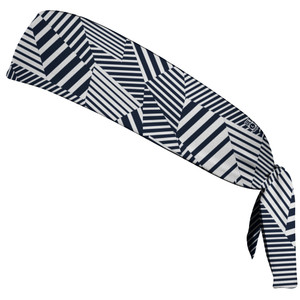 Multiple Lines Pattern Headband Made In USA - Blue Navy and White