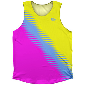 Lightning Fast Pattern Athletic Tank Top - Neon Pink Carolina Blue Neon Yellow Lightning Fast Pattern Athletic Tank Top - Neon Pink Carolina Blue Neon Yellow