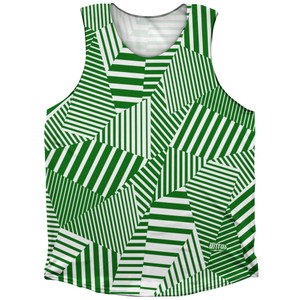 Multiple Lines Pattern Athletic Tank Top - Green Kelly and White