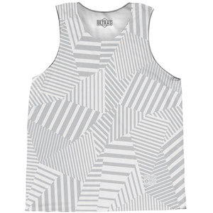 Multiple Lines Pattern Basketball Singlets - Grey Medium and White Multiple Lines Pattern Basketball Singlets - Grey Medium and White