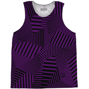 Multiple Lines Pattern Basketball Singlets - Purple Medium and Black Multiple Lines Pattern Basketball Singlets - Purple Medium and Black
