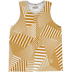 Multiple Lines Pattern Basketball Singlets - Orange Burnt and White Multiple Lines Pattern Basketball Singlets - Orange Burnt and White