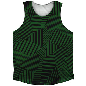 Multiple Lines Pattern Finish Line Athletic Tank Top - Green Hunter and Black