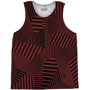 Multiple Lines Pattern Basketball Singlets - Red Maroon and Black Multiple Lines Pattern Basketball Singlets - Red Maroon and Black