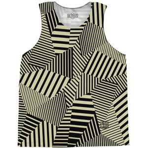Multiple Lines Pattern Basketball Singlets - Vegas Gold and Black Multiple Lines Pattern Basketball Singlets - Vegas Gold and Black