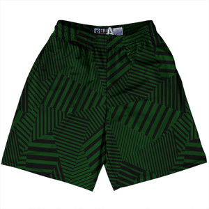 Multiple Lines Pattern Lacrosse Shorts Made In USA - Green Forest and Black Multiple Lines Pattern Lacrosse Shorts Made In USA - Green Forest and Black