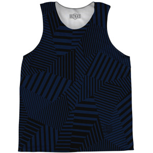 Multiple Lines Pattern Basketball Singlets - Blue Navy and Black Multiple Lines Pattern Basketball Singlets - Blue Navy and Black