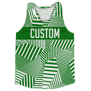 Multiple Lines Pattern Custom Finish Line Running Racerback Singlet - Green Kelly and White Multiple Lines Pattern Custom Finish Line Running Racerback Singlet - Green Kelly and White