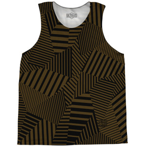 Multiple Lines Pattern Basketball Singlets - Brown Dark and Black Multiple Lines Pattern Basketball Singlets - Brown Dark and Black