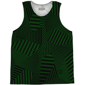 Multiple Lines Pattern Basketball Singlets - Green Forest and Black Multiple Lines Pattern Basketball Singlets - Green Forest and Black