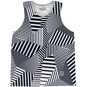 Multiple Lines Pattern Basketball Singlets - Blue Navy Almost Black and White Multiple Lines Pattern Basketball Singlets - Blue Navy Almost Black and White