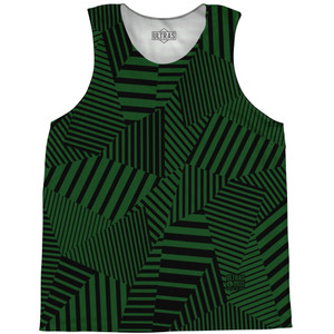 Multiple Lines Pattern Basketball Singlets - Green Hunter and Black Multiple Lines Pattern Basketball Singlets - Green Hunter and Black