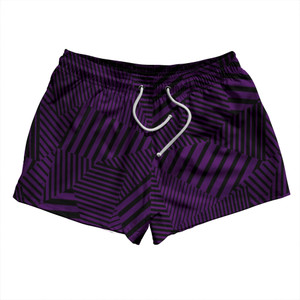 Multiple Lines Pattern 2.5" Swim Shorts Made in USA - Purple Medium and Black