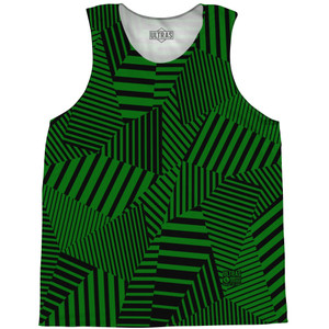 Multiple Lines Pattern Basketball Singlets - Green Kelly and Black Multiple Lines Pattern Basketball Singlets - Green Kelly and Black