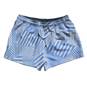 Multiple Lines Pattern 2.5" Swim Shorts Made in USA - Blue Carolina and White
