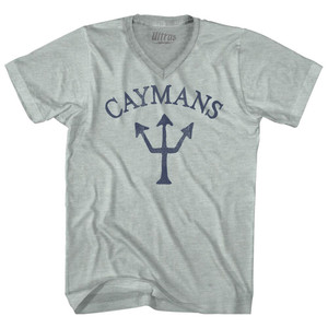 Caymans Trident Adult Tri-Blend V-neck T-shirt - Athletic Cool Grey Caymans Trident Adult Tri-Blend V-neck T-shirt - Athletic Cool Grey