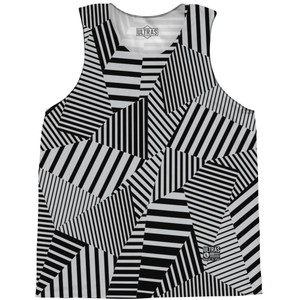 Multiple Lines Pattern Basketball Singlets - Grey Medium and Black Multiple Lines Pattern Basketball Singlets - Grey Medium and Black