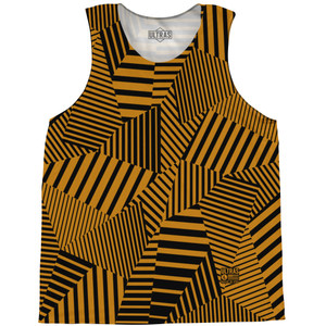 Multiple Lines Pattern Basketball Singlets - Orange Burnt and Black Multiple Lines Pattern Basketball Singlets - Orange Burnt and Black