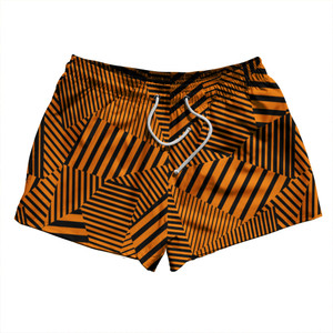 Multiple Lines Pattern 2.5" Swim Shorts Made in USA - Orange Tennessee and Black