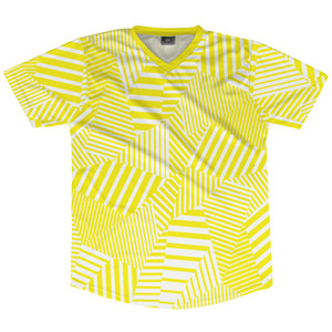 Multiple Lines Pattern Soccer Jersey Made In USA - Yellow Bright and White Multiple Lines Pattern Soccer Jersey Made In USA - Yellow Bright and White