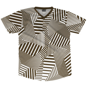 Multiple Lines Pattern Soccer Jersey Made In USA - Brown Dark and White Multiple Lines Pattern Soccer Jersey Made In USA - Brown Dark and White