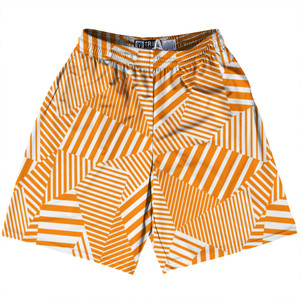 Multiple Lines Pattern Lacrosse Shorts Made In USA - Orange Tennessee and White Multiple Lines Pattern Lacrosse Shorts Made In USA - Orange Tennessee and White