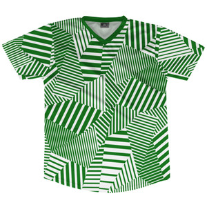 Multiple Lines Pattern Soccer Jersey Made In USA - Green Kelly and White Multiple Lines Pattern Soccer Jersey Made In USA - Green Kelly and White
